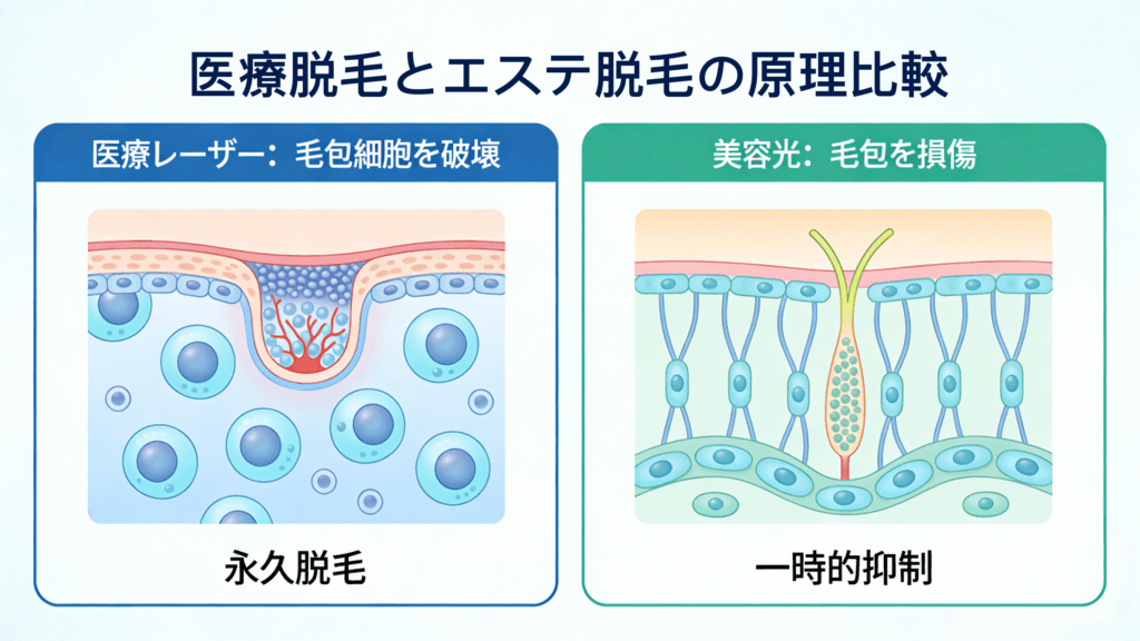 医療脱毛とエステ脱毛の決定的な違いとは?失敗しないための基礎知識